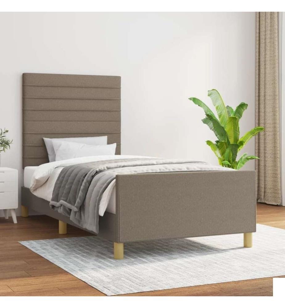Cadre de lit avec tête de lit Taupe 90x200 cm Tissu