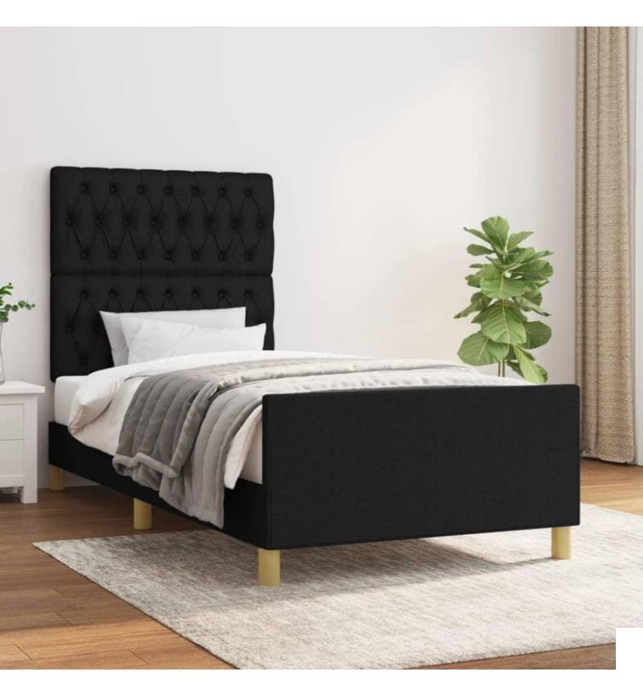 Cadre de lit avec tête de lit Noir 90x200 cm Tissu