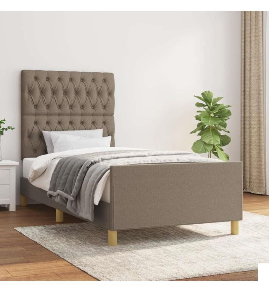 Cadre de lit avec tête de lit Taupe 90x200 cm Tissu