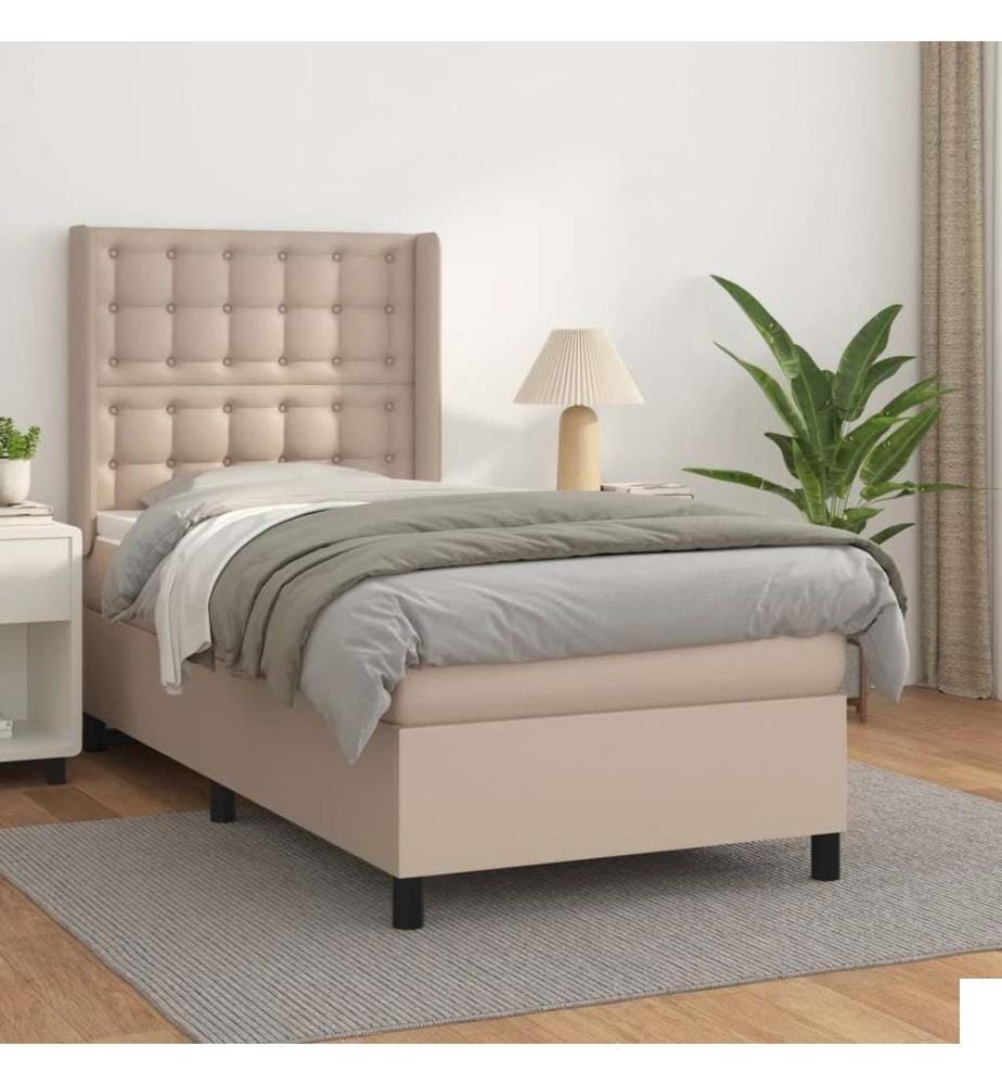 Sommier à lattes de lit avec matelas Cappuccino 90x190 cm