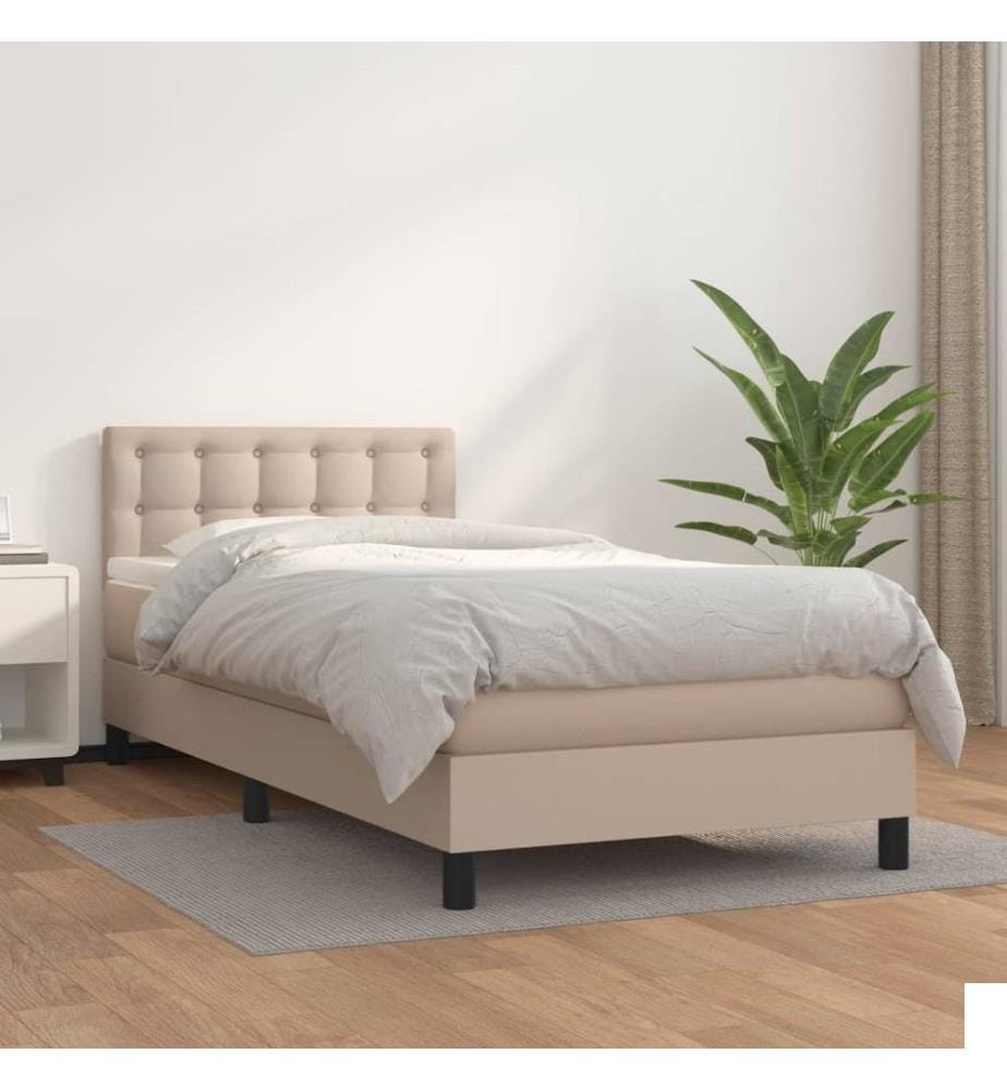 Sommier à lattes de lit avec matelas Cappuccino 90x190 cm