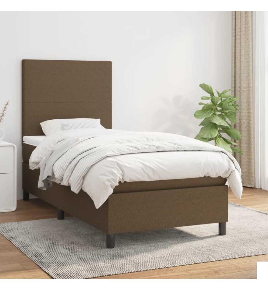 Lit à sommier tapissier avec matelas Marron foncé 90x190 cm