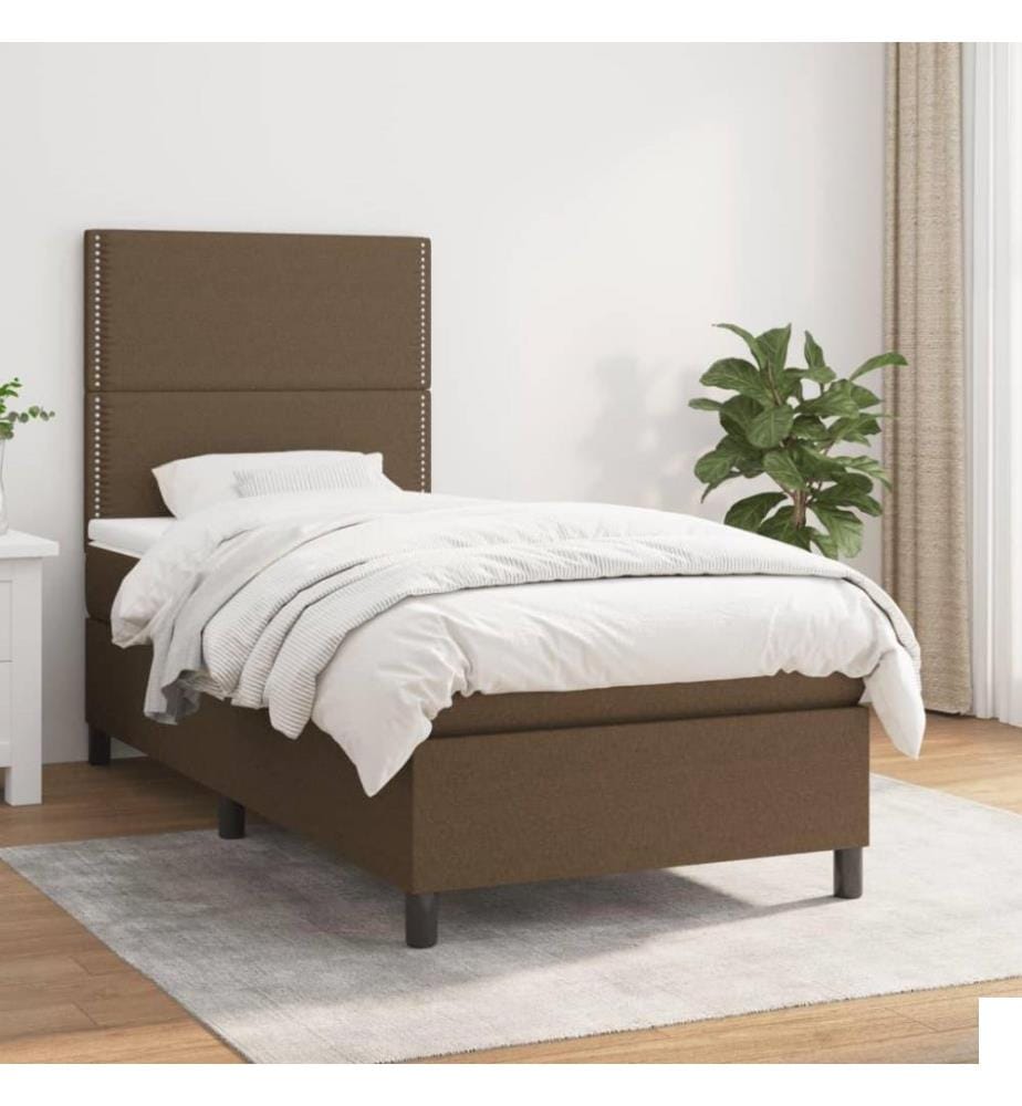 Lit à sommier tapissier avec matelas Marron foncé 90x190 cm