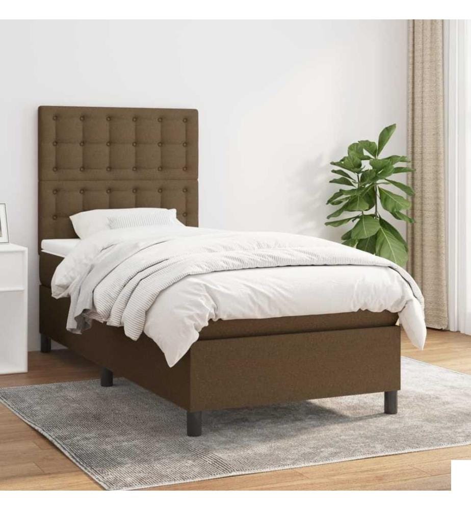 Lit à sommier tapissier avec matelas Marron foncé 90x190 cm