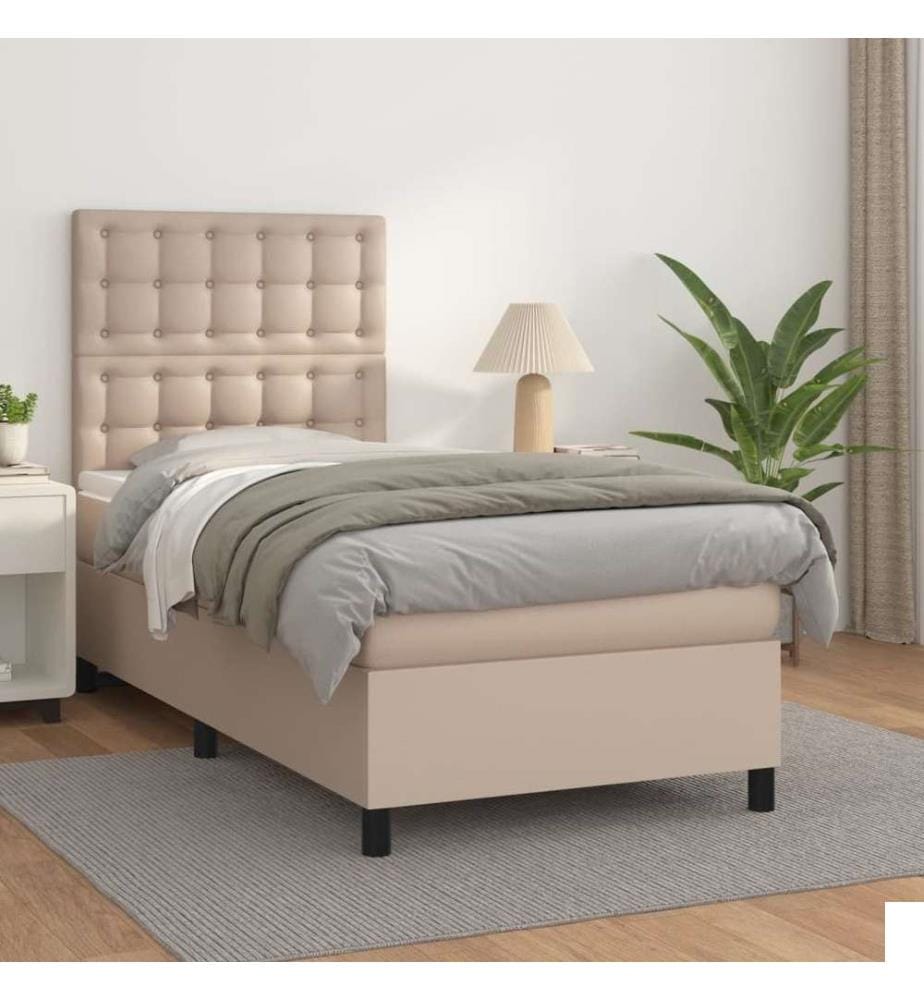 Sommier à lattes de lit avec matelas Cappuccino 90x190 cm