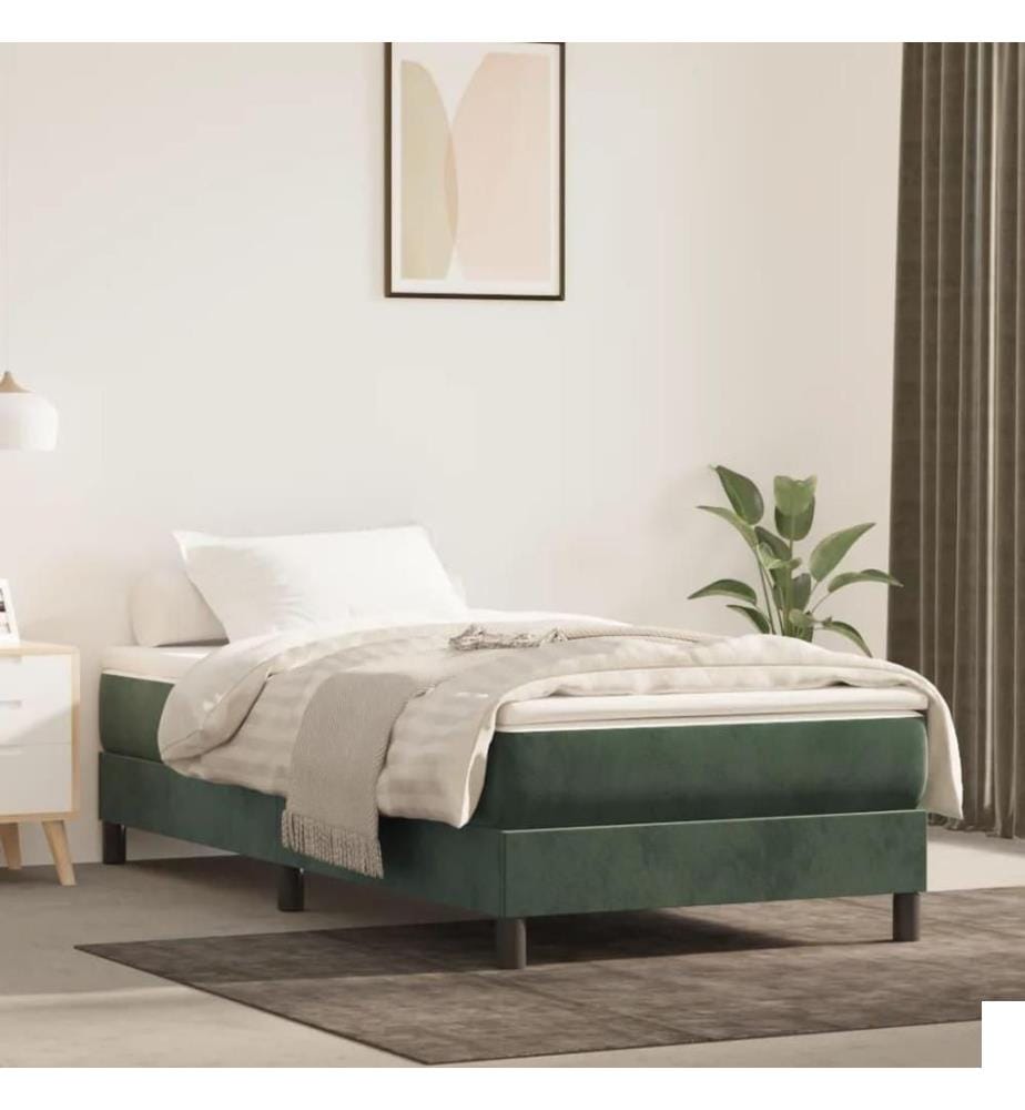 Lit à sommier tapissier avec matelas Vert foncé 90x190 cm