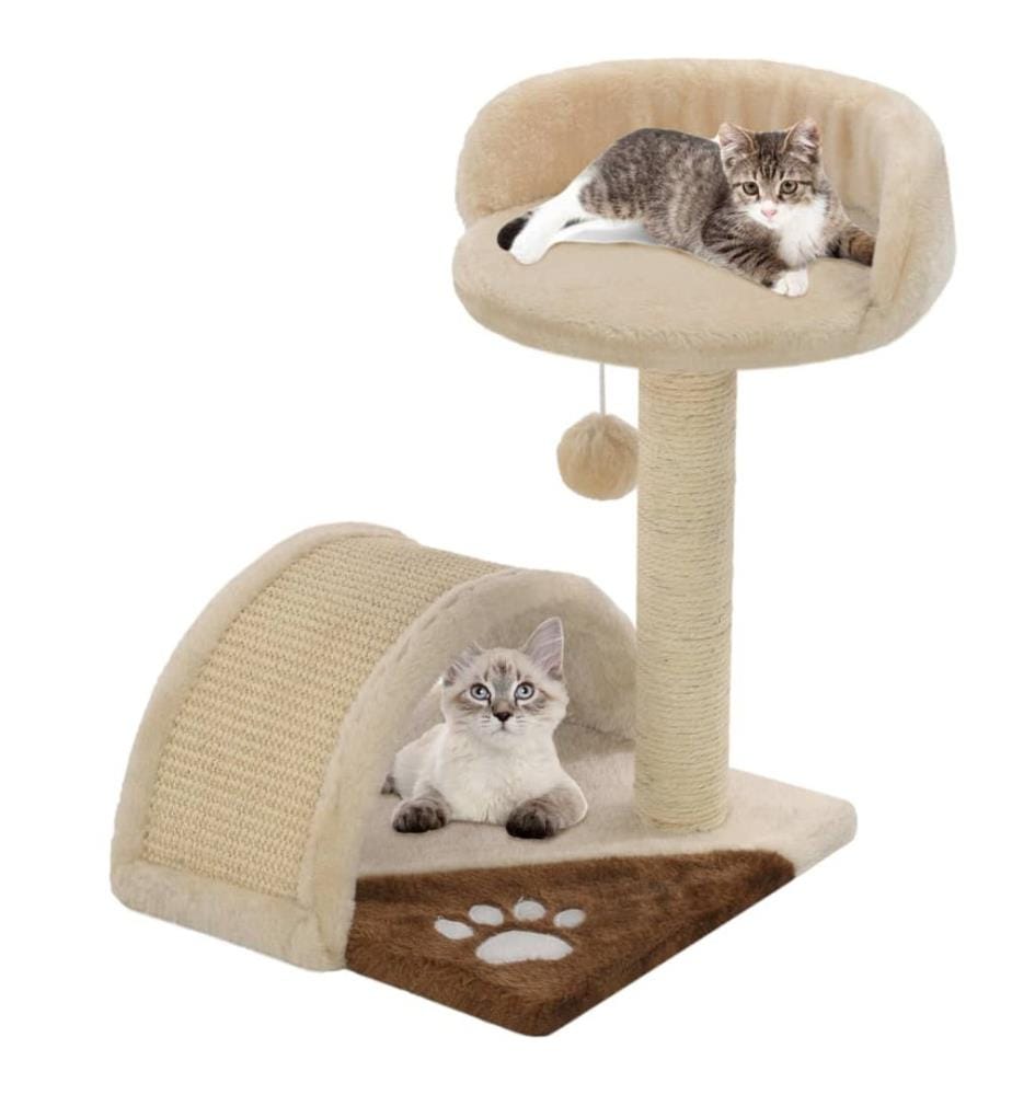 Arbre à chat avec griffoir en sisal 40 cm Beige et Marron