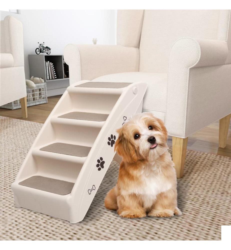 Escaliers pliables pour chiens Crème 62x40x49,5 cm