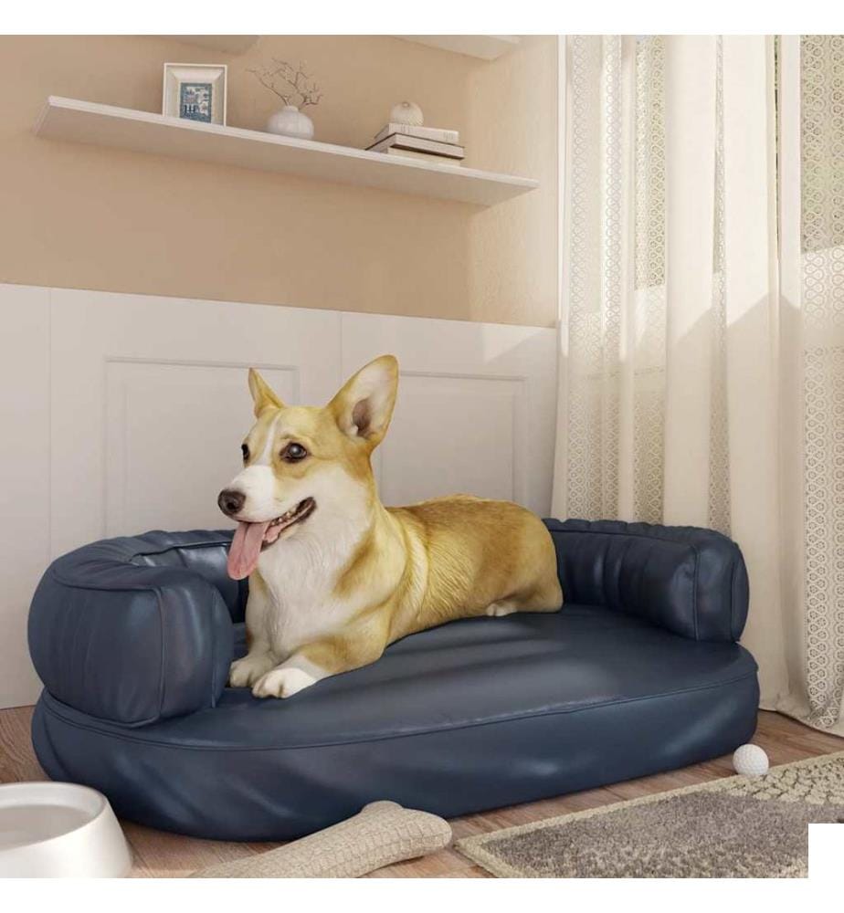 Lit pour chien ergonomique Mousse Bleu foncé 88x65cm Similicuir