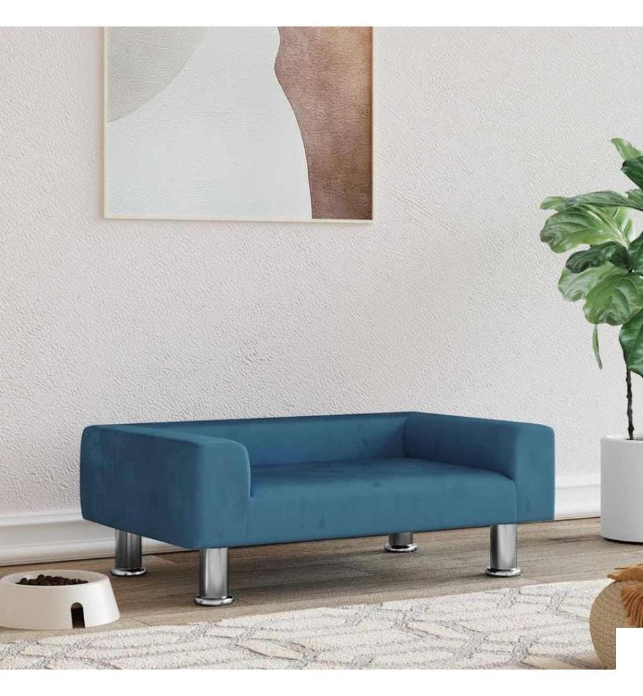 Lit pour chien bleu 70x45x26,5 cm velours