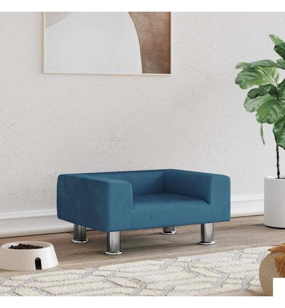 Lit pour chien bleu 50x40x26,5 cm velours