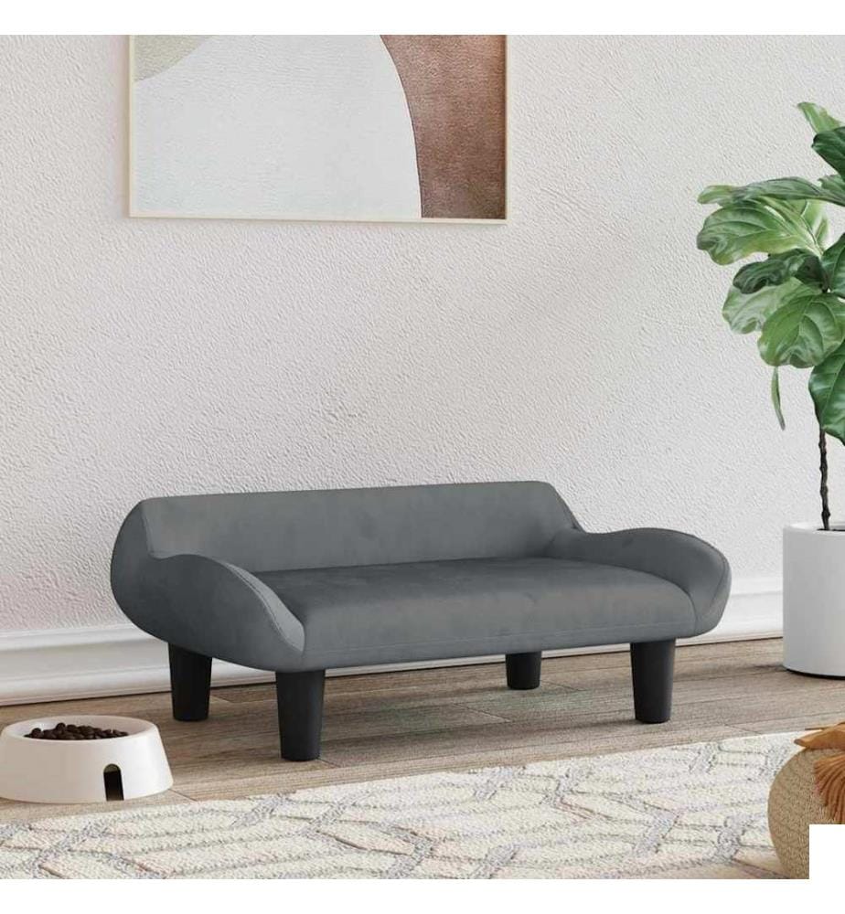 Lit pour chien gris foncé 70x40x24 cm velours