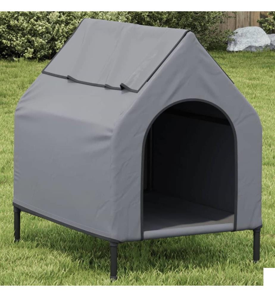 Niche pour chien gris clair tissu oxford et acier