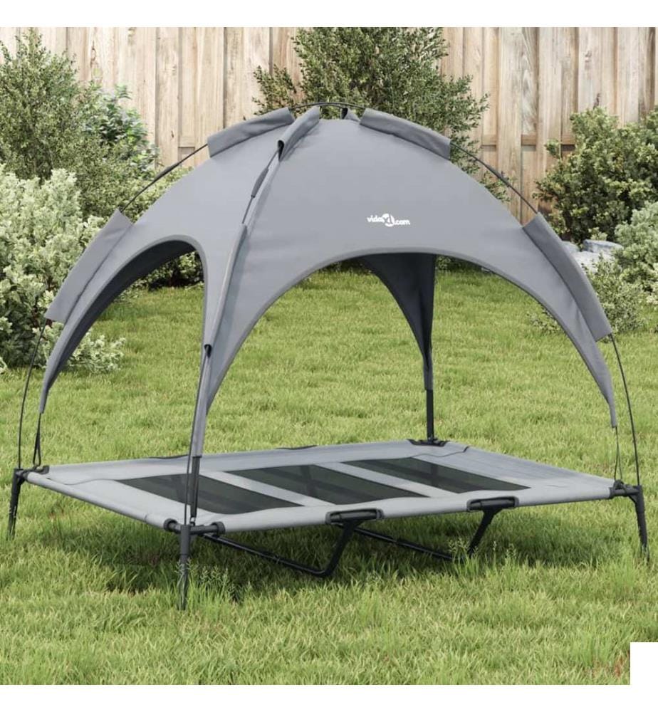Lit pour chien avec auvent anthracite tissu Oxford et acier
