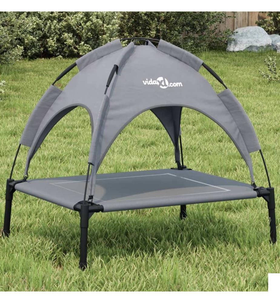 Lit pour chien avec auvent anthracite tissu Oxford et acier