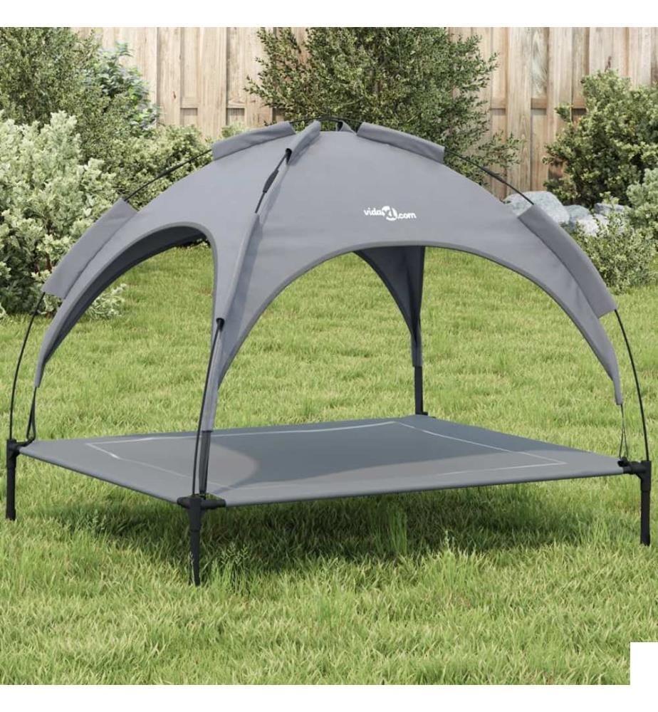 Lit pour chien avec auvent anthracite tissu Oxford et acier