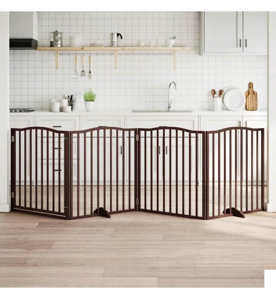 Barrière pour chiens avec porte 4 panneaux bois de peuplier