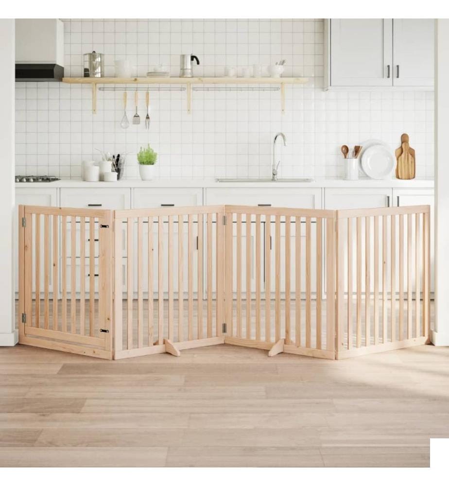 Barrière pour chiens avec porte 4 panneaux bois de peuplier