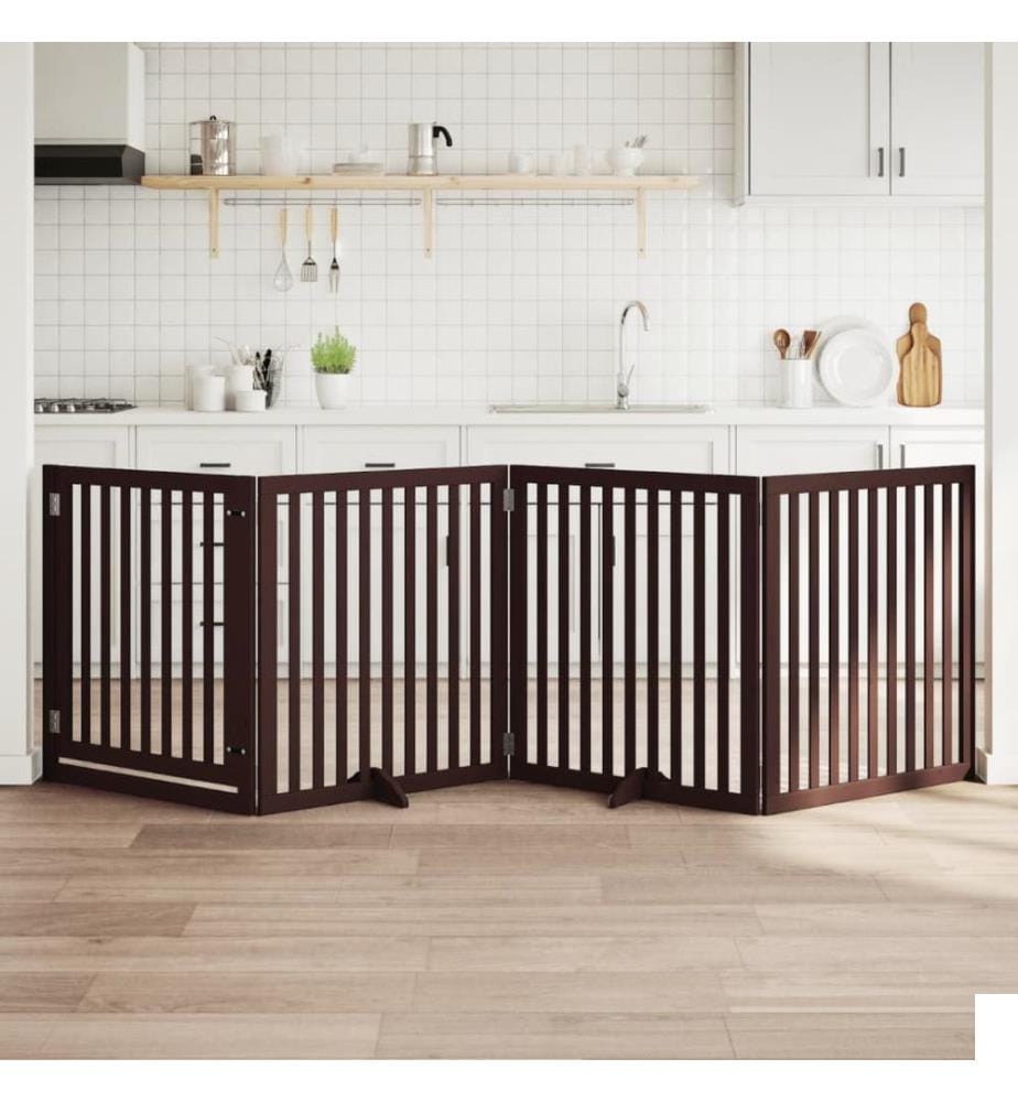 Barrière pour chiens avec porte 4 panneaux bois de peuplier