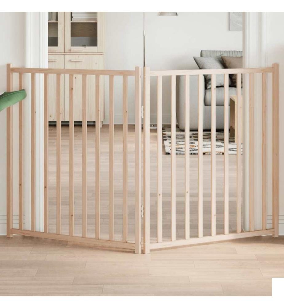 Barrière pour chien pliable 2 panneaux 160 cm bois sapin massif