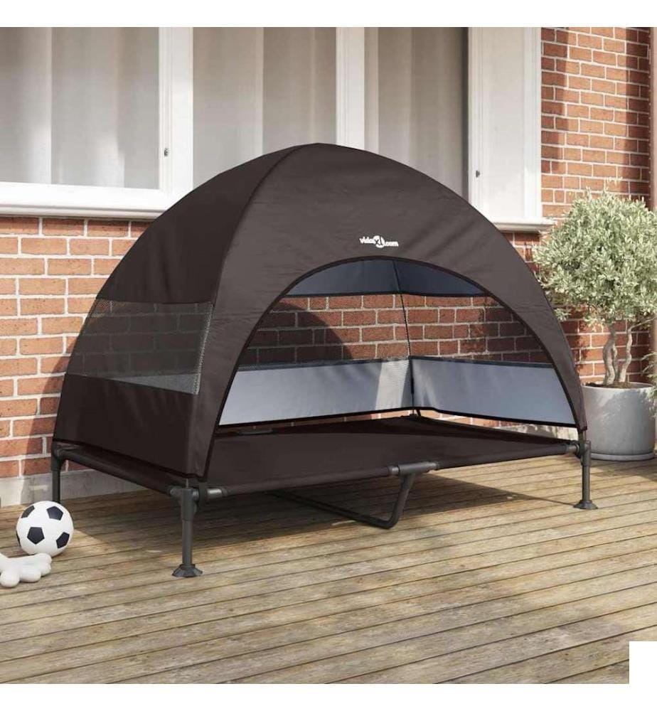 Lit surélevé pour chien Marron 127 x 81 x 108 cm Tissu et acier
