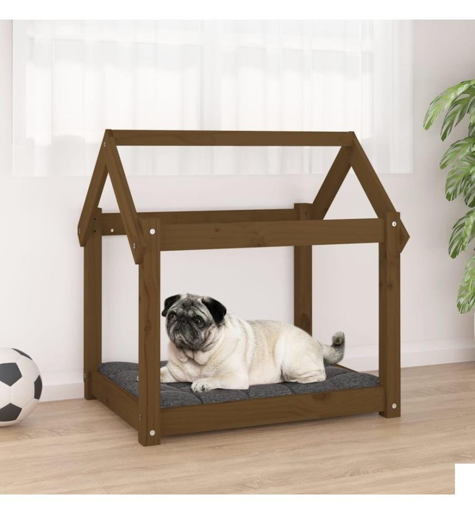 Lit pour chien Marron miel 71x55x70 cm Bois de pin solide