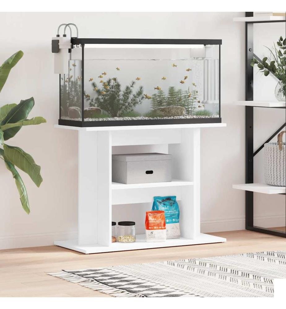 Support pour aquarium blanc 80x35x60 cm bois d'ingénierie