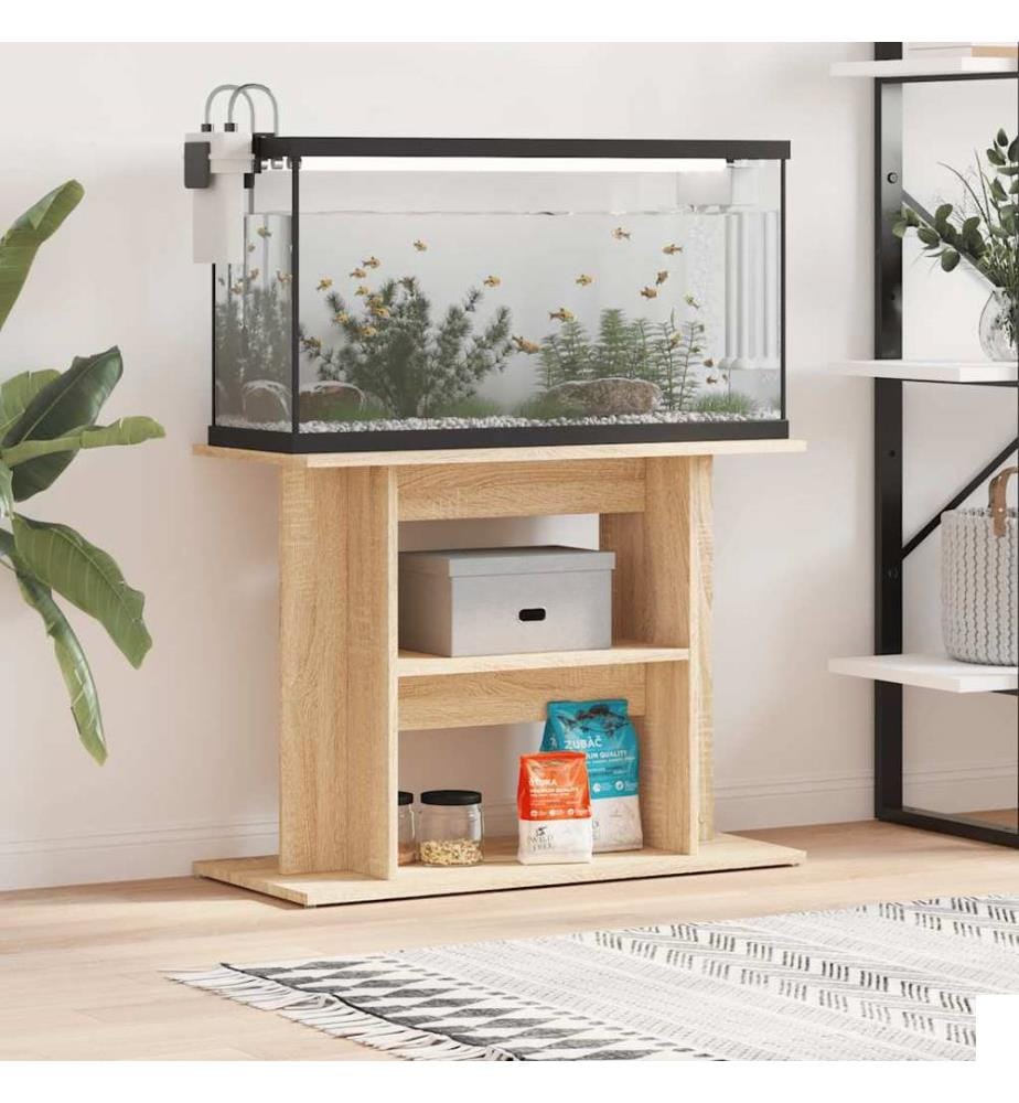 Support pour aquarium chêne sonoma 80x35x60cm bois d'ingénierie