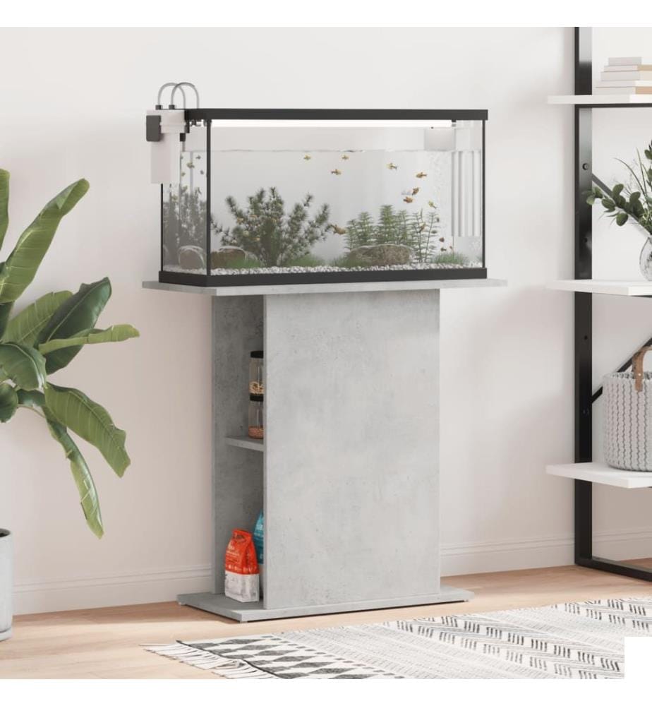 Support pour aquarium gris béton 75x36x72,5cm bois d'ingénierie