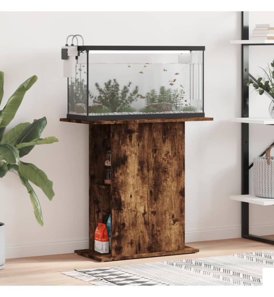 Support d'aquarium chêne fumé 75x36x72,5 cm bois d'ingénierie