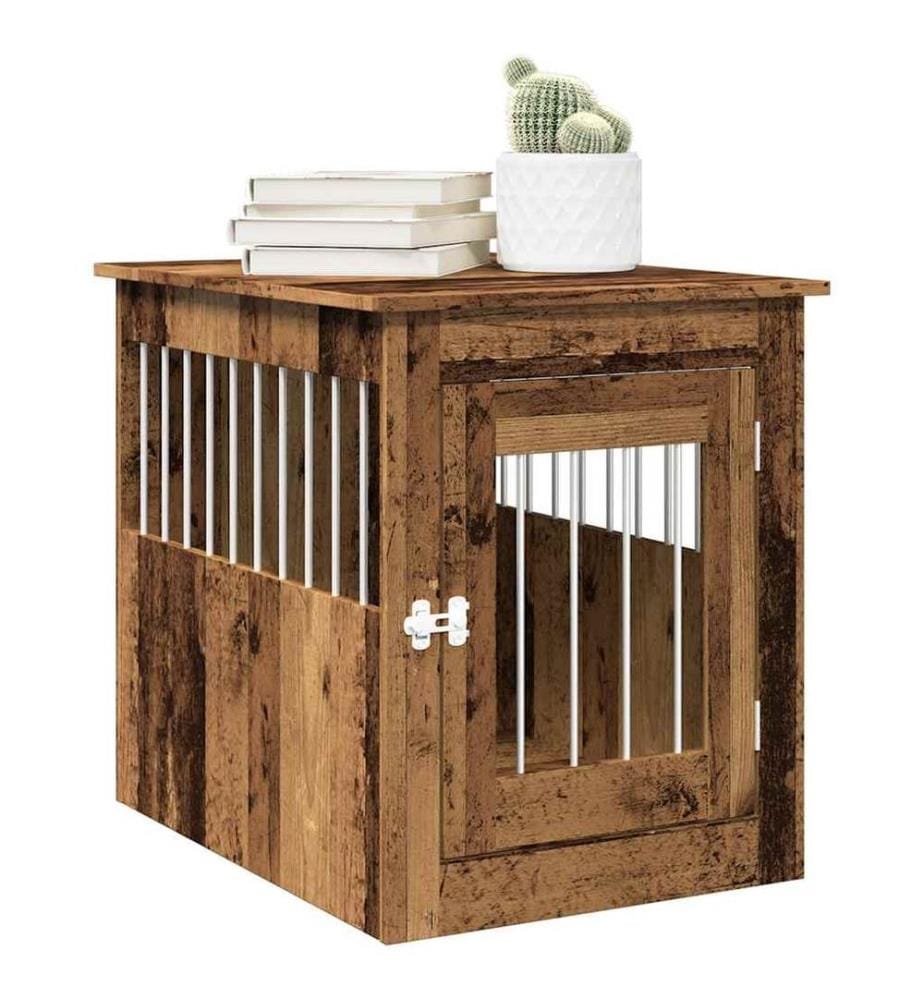 Meuble de cage chiens vieux bois 55x75x65 cm bois d'ingénierie