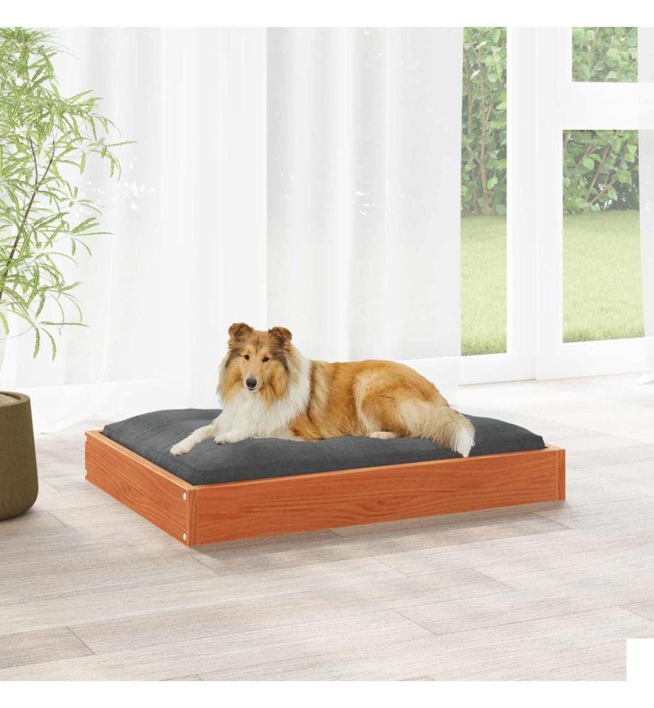 Lit pour Chien Cire marron 101,5 x 74 x 9 cm Bois de Pin Massif