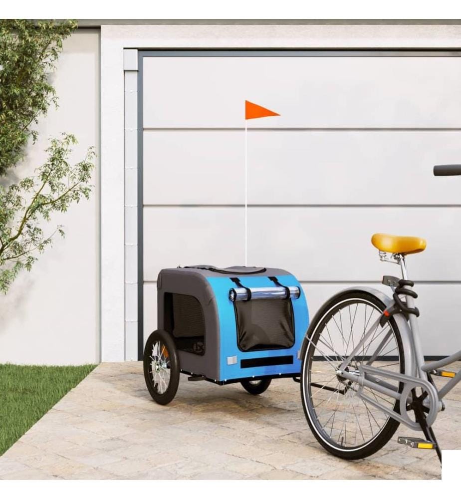 Remorque de vélo pour animaux de compagnie bleu et gris