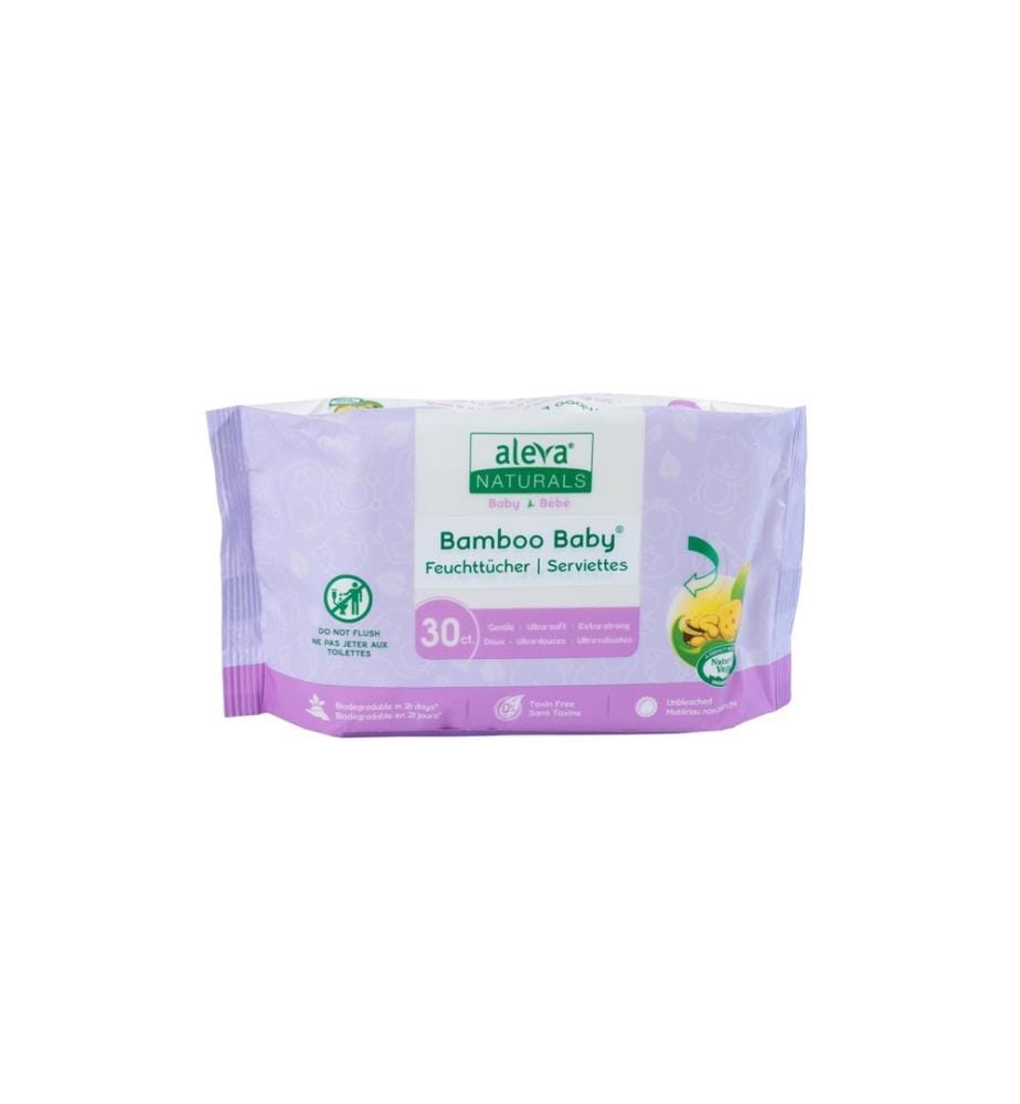 Aleva Naturals - Lingettes humides Bambou Travel Size 30 pièces