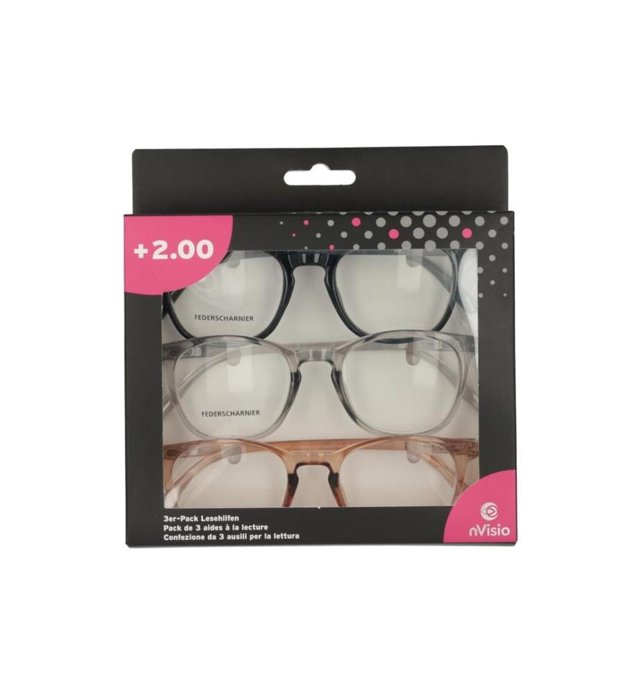 Trisa Accessoires - Lunettes de lecture Lot de 3 +2,0