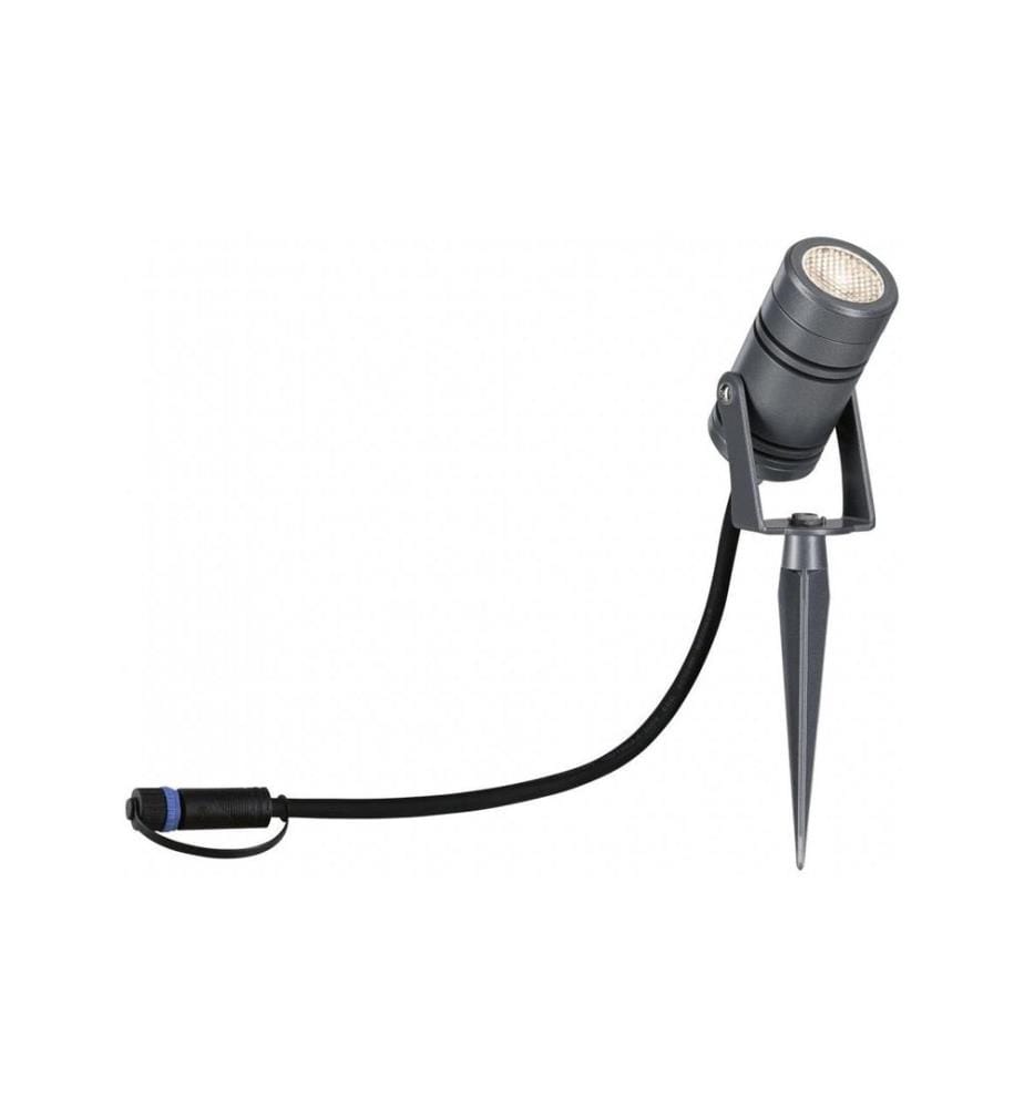 PAULMANN - Spot de jardin Plug & Shine Radon IP65, 3000 K, 11 W, gris