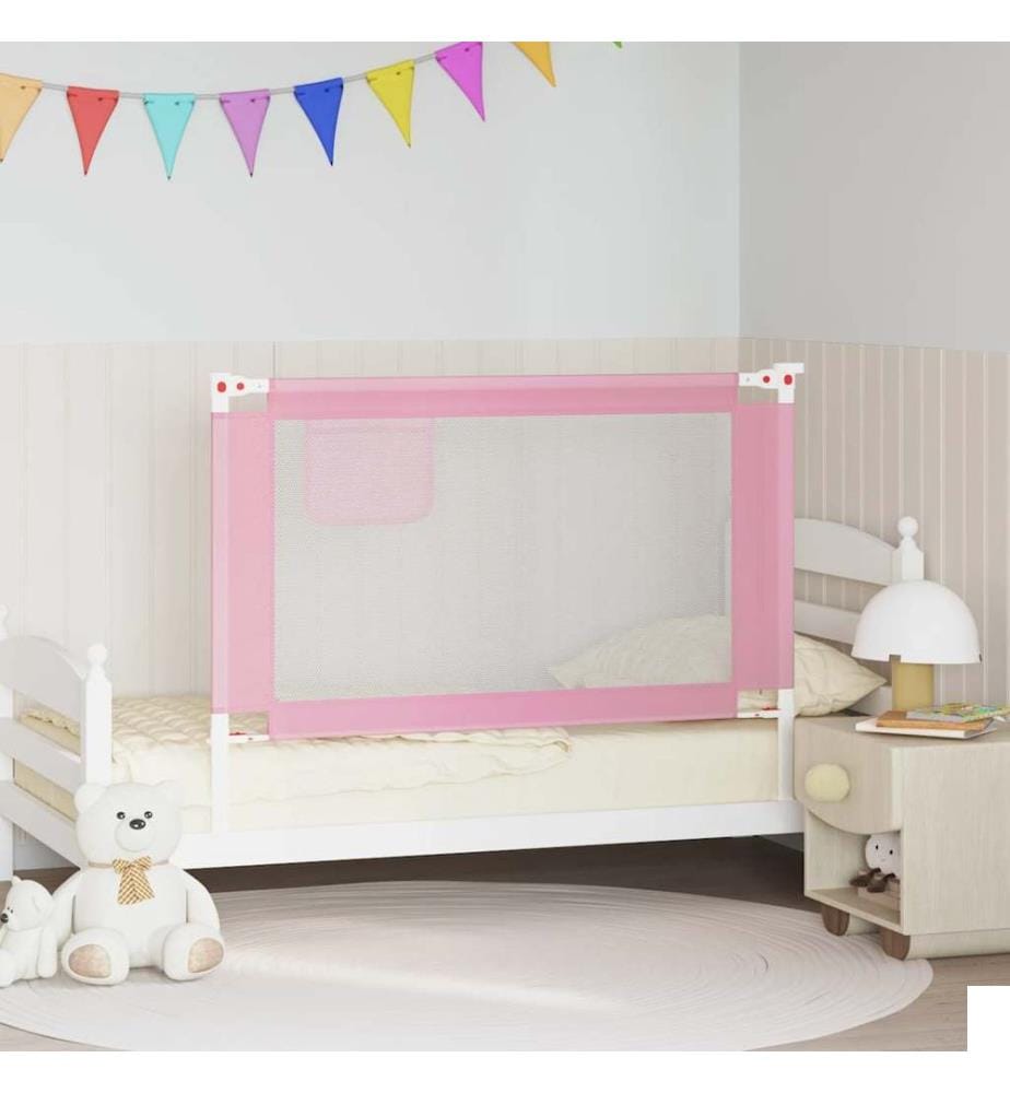 Barrière de sécurité de lit d'enfant Rose 120x25 cm Tissu