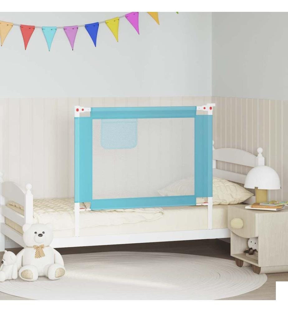 Barrière de sécurité de lit d'enfant Bleu 100x25 cm Tissu
