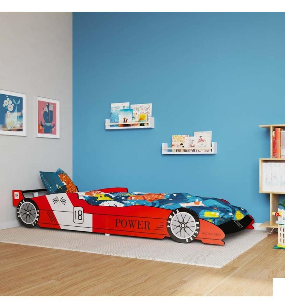 Lit voiture de course pour enfants 90 x 200 cm Rouge