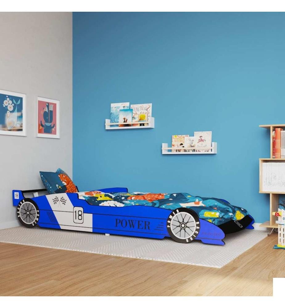Lit voiture de course pour enfants 90 x 200 cm Bleu