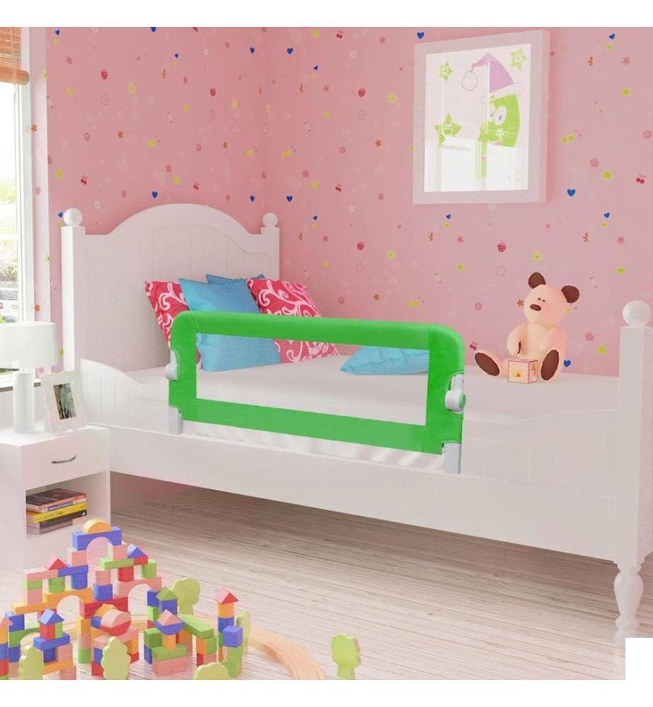 Barrière de lit de sécurité pour tout-petits 2pcs Vert 102x42cm