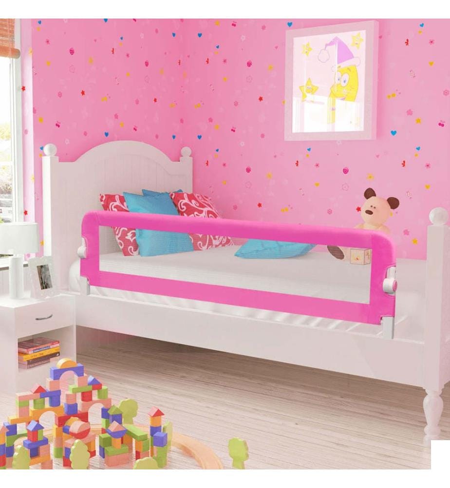 Barrière de lit de sécurité pour tout-petits 2pcs Rose 150x42cm