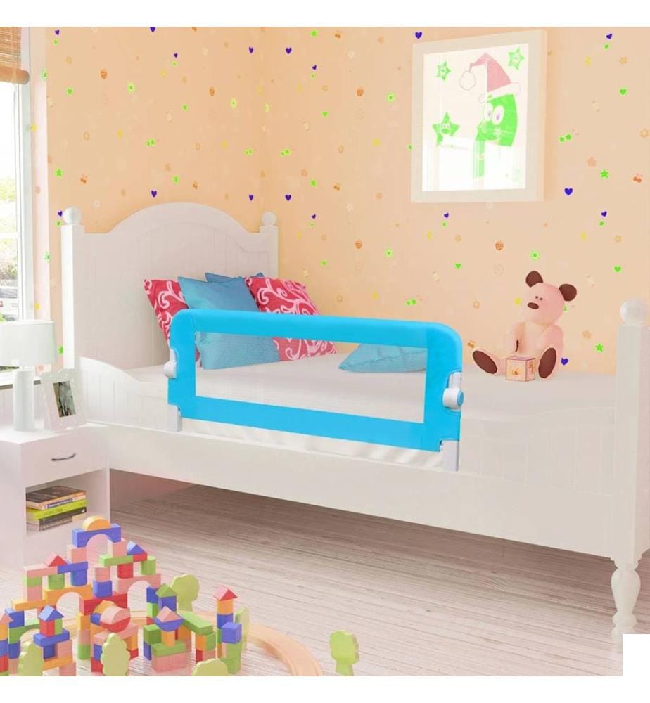 Barrière de lit de sécurité pour tout-petits 2pcs Bleu 102x42cm