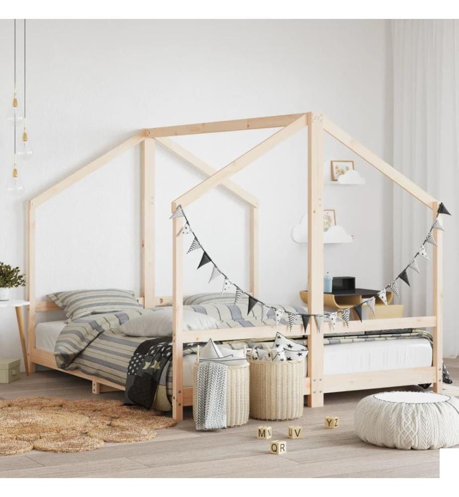 Cadre de lit pour enfants 2x(80x200) cm bois de pin massif