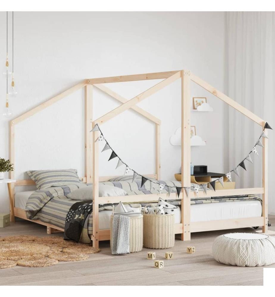 Cadre de lit pour enfants 2x(90x200) cm bois de pin massif