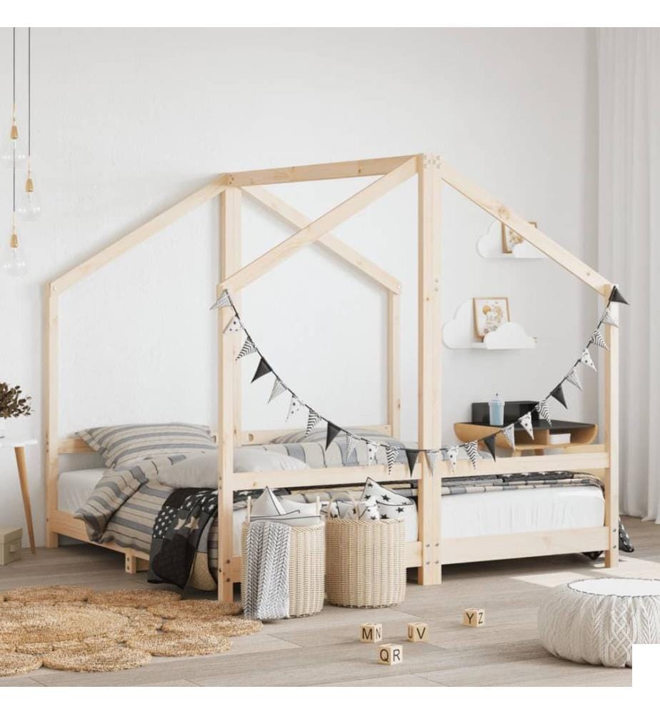 Cadre de lit pour enfant 2x(80x160) cm bois de pin massif