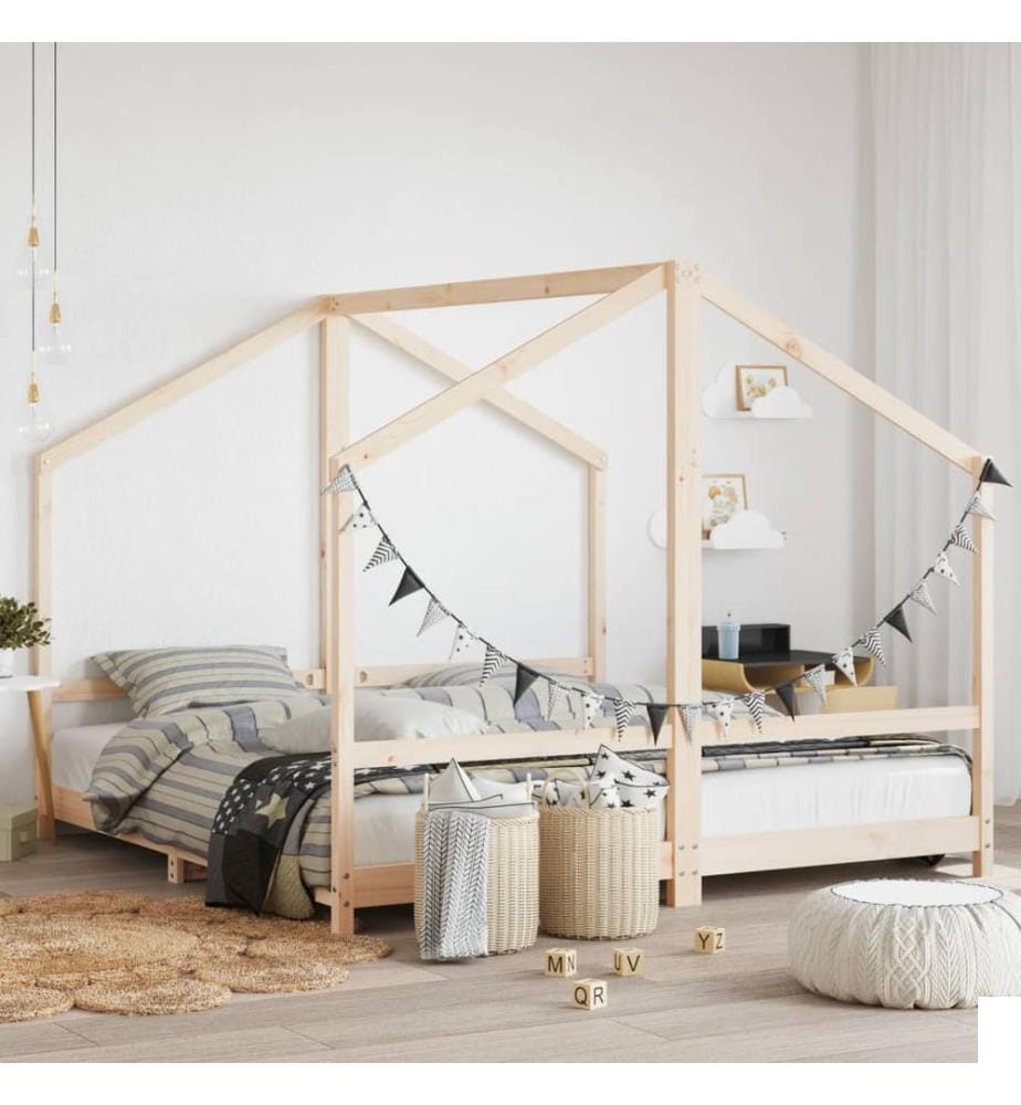 Cadre de lit pour enfants 2x(90x190) cm bois de pin massif