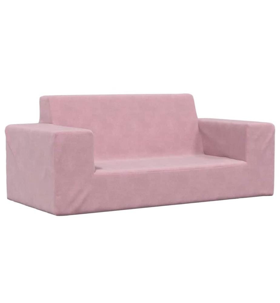 Canapé pour enfants à 2 places Rose Peluche douce