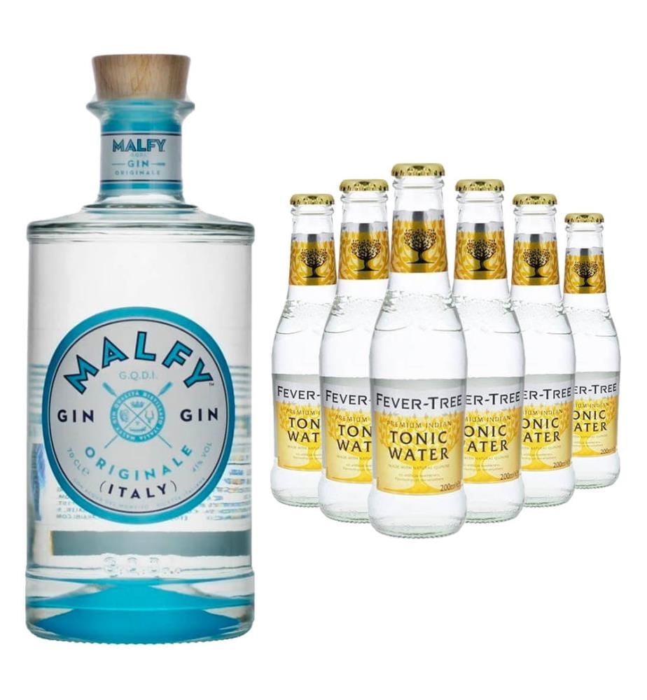 Malfy Gin OriGinal + 6x Fevertree Indian Tonic - 1 x 70 cl + 6 x 20 cl