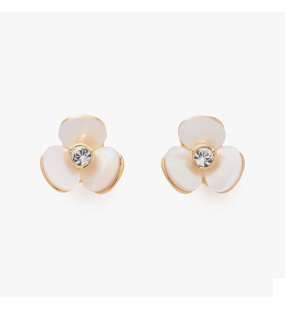 Disco Pansy Studs Eaarings - Crème et Transparent